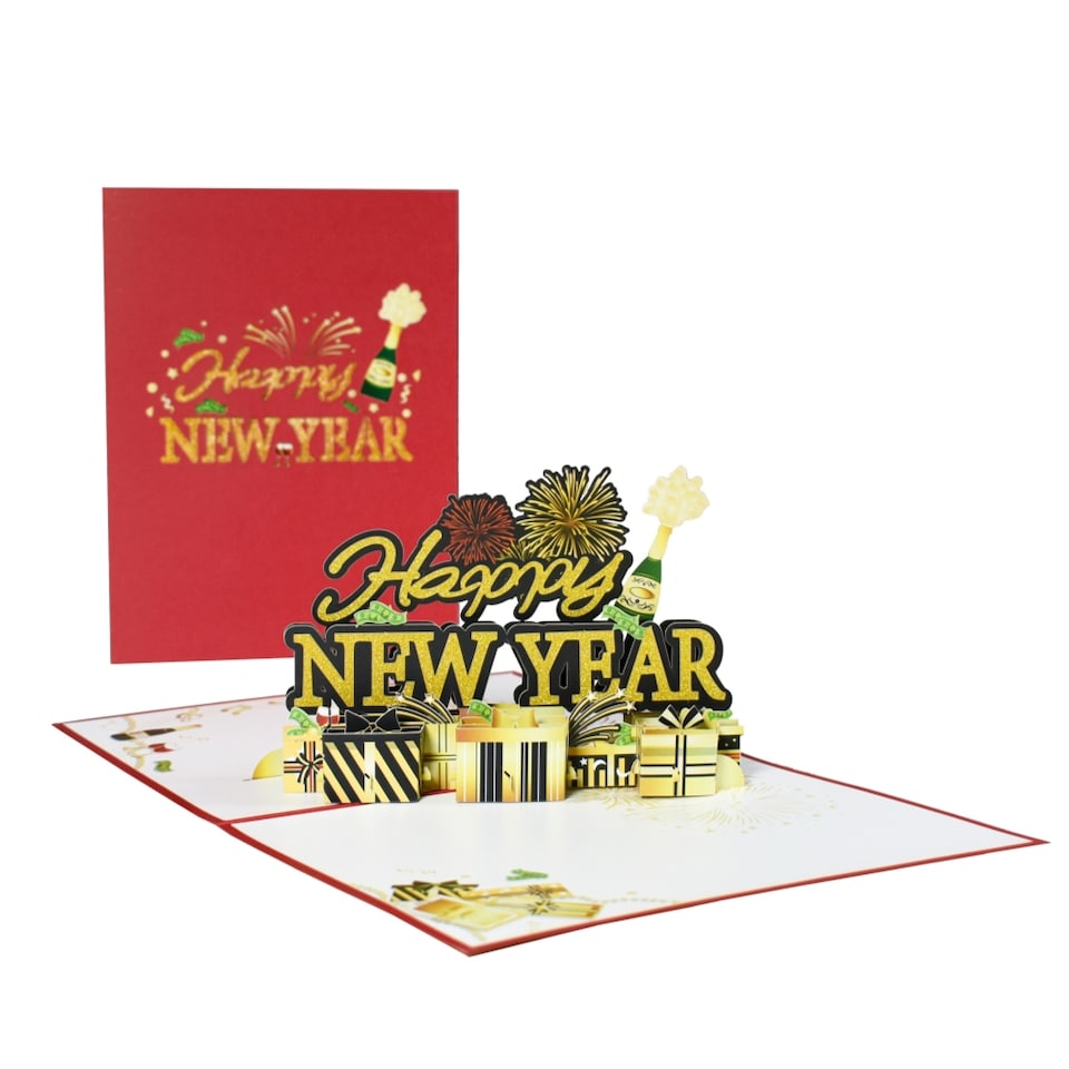 image 1 of Fireworks & Champagne New Year Blast Pop Up Greeting Card