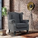 image 2 of Faux Leather Suede Grey Britannia Wing Back Chair with Union Jack Flag