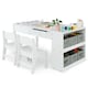 image 1 of COSTWAY 2-in-1 Kids Wooden Art Table and Art Easel Set With Chairs Storage Bins Paper Roll