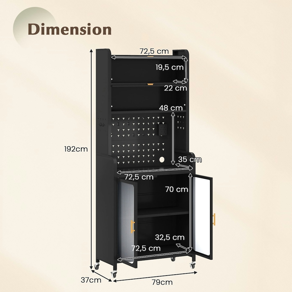 image 1 of COSTWAY Kitchen Pantry Storage Cabinet with Large Countertop Black