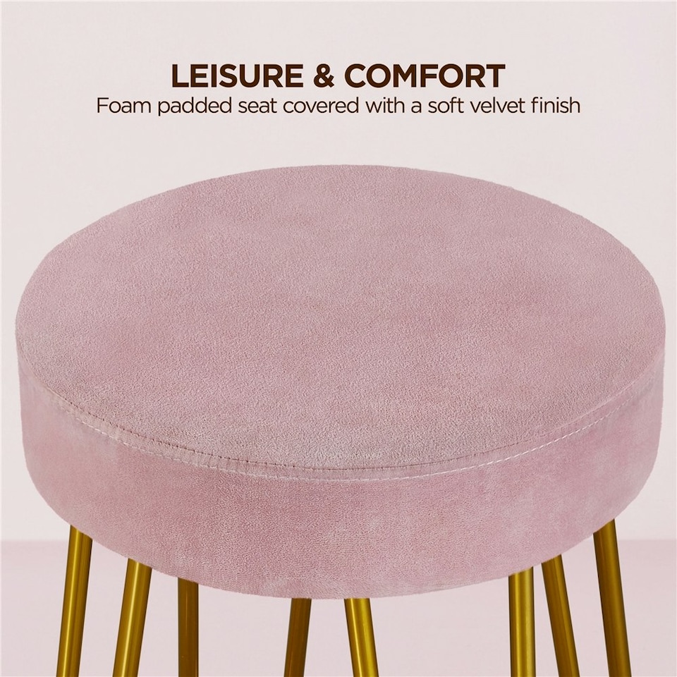 image 1 of Yaheetech 67 cm Tall Upholstered Velvet Counter Stools Pink