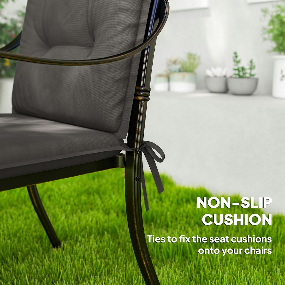 image 1 of Outsunny Set of 4 Garden Chair Cushions, Outdoor Seat Pads, White