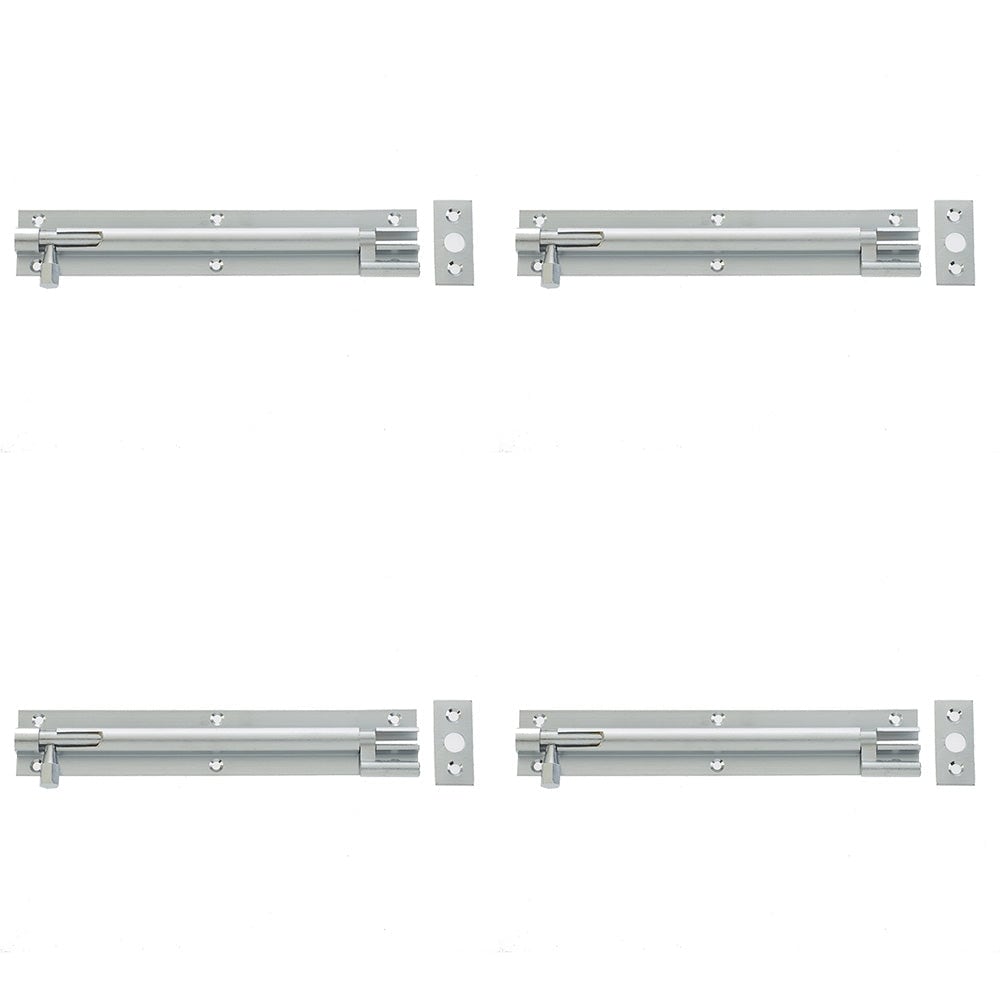 4 PACK High-Quality Satin Chrome Brass Necked Barrel Bolts 75x25mm for Enhanced Security - Door Bolt