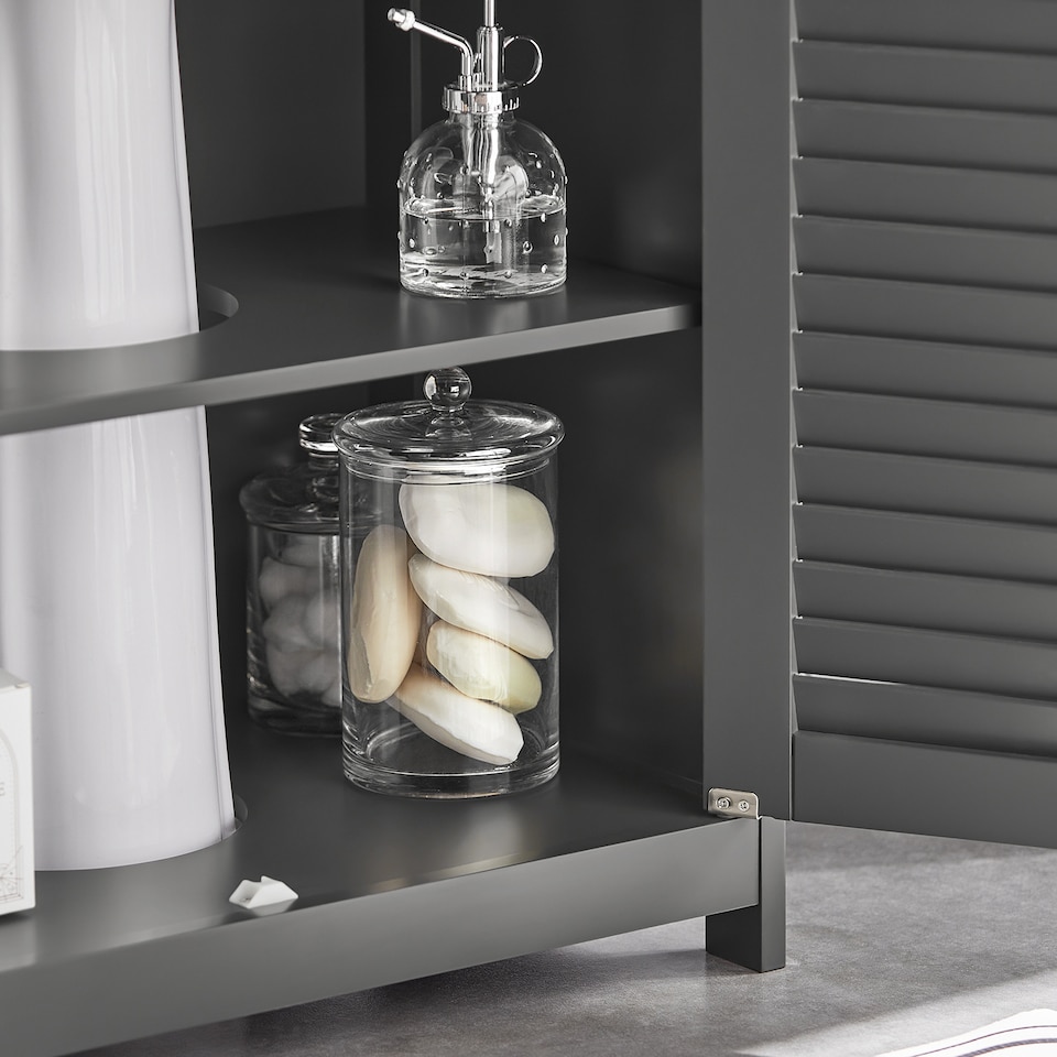 image 1 of SoBuy FRG237-II-DG,Under Sink Bathroom Cabinet with Adjustable Shelves