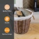 image 3 of JVL Willow Wicker Log Storage Basket with Rope Handles and Lining 50x40cm, Brown Brown