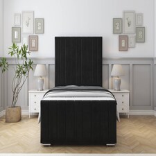 Sloomy California Black Plush Bed Frame With Mattress With 50" Upholstered Headboard 3' Single