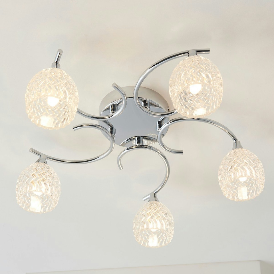 image 1 of Boyer 5 Light Semi Flush Multi Arm Ceiling Light Chrome, G9