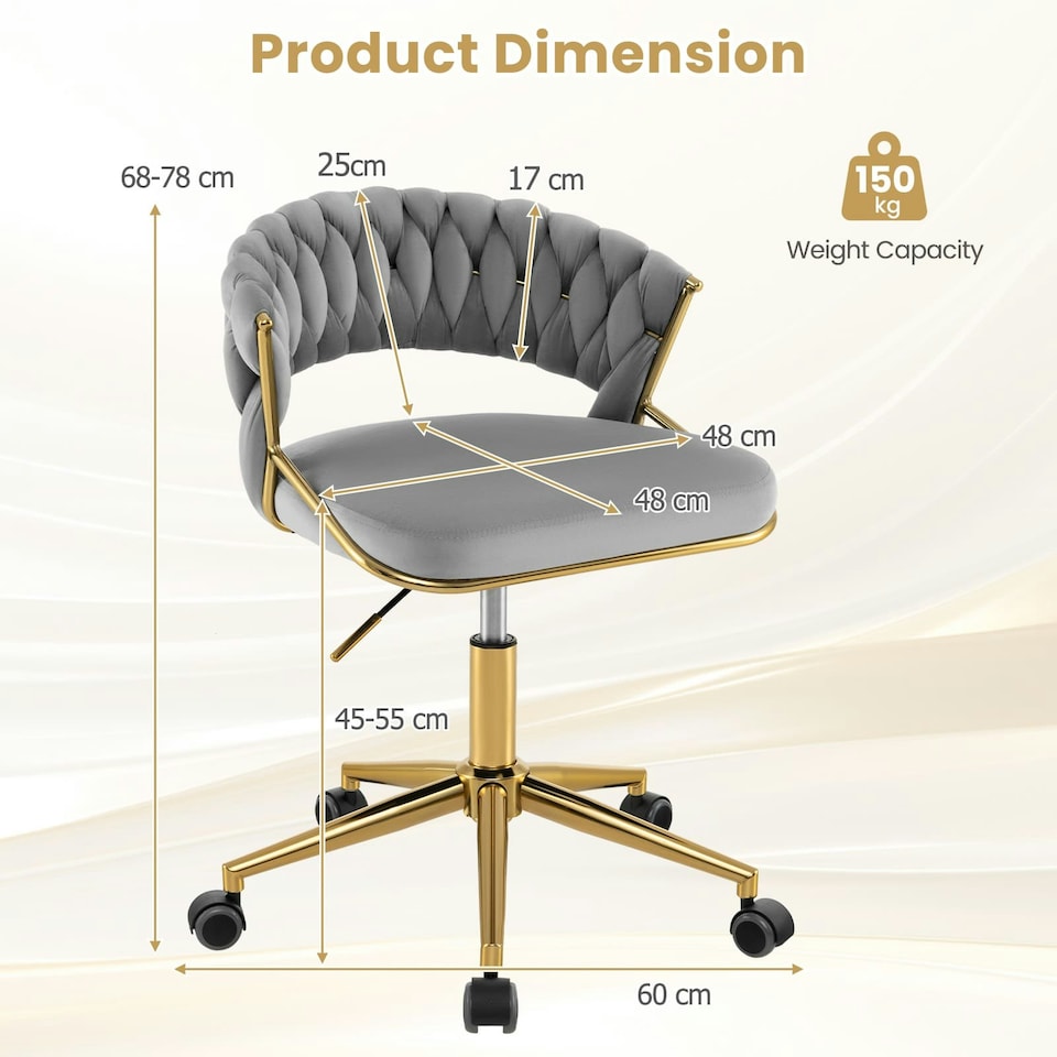 image 1 of COSTWAY 2Pcs Swivel Home Office Desk Chair Adjustable | Grey