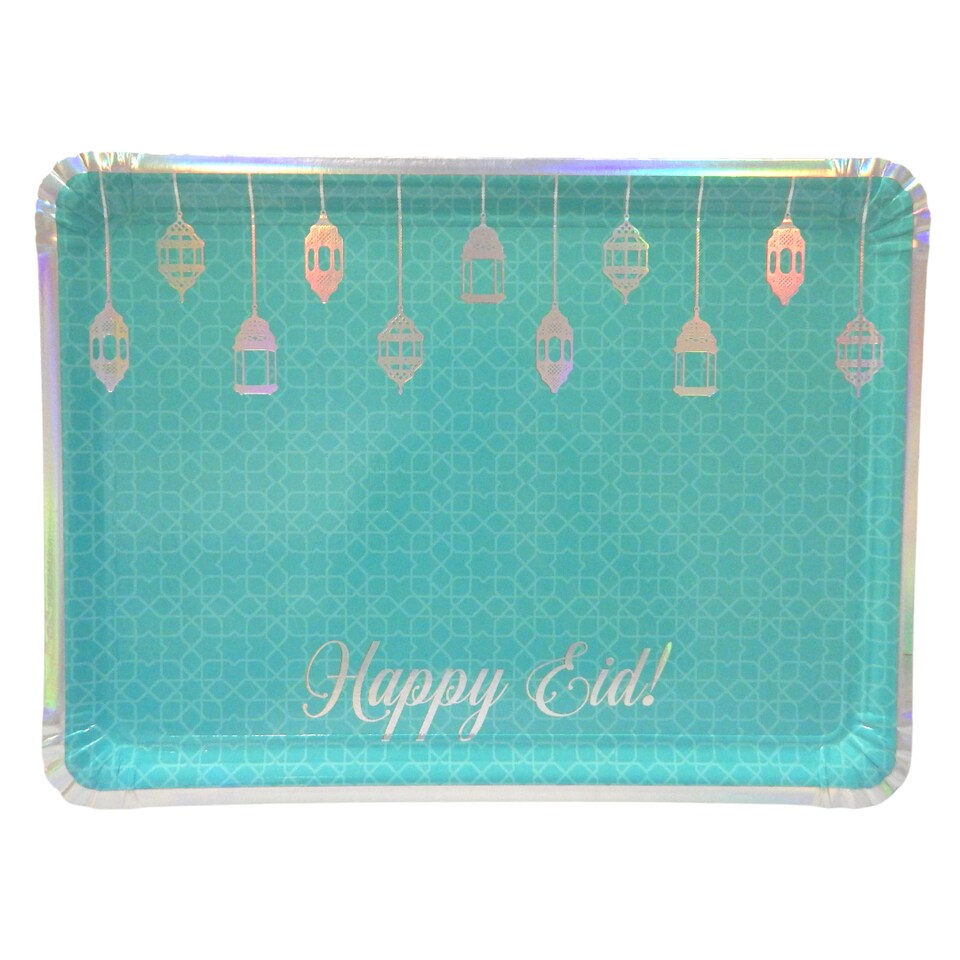 Eid Mubarak Serving Trays (3pk) - Teal & Iridescent