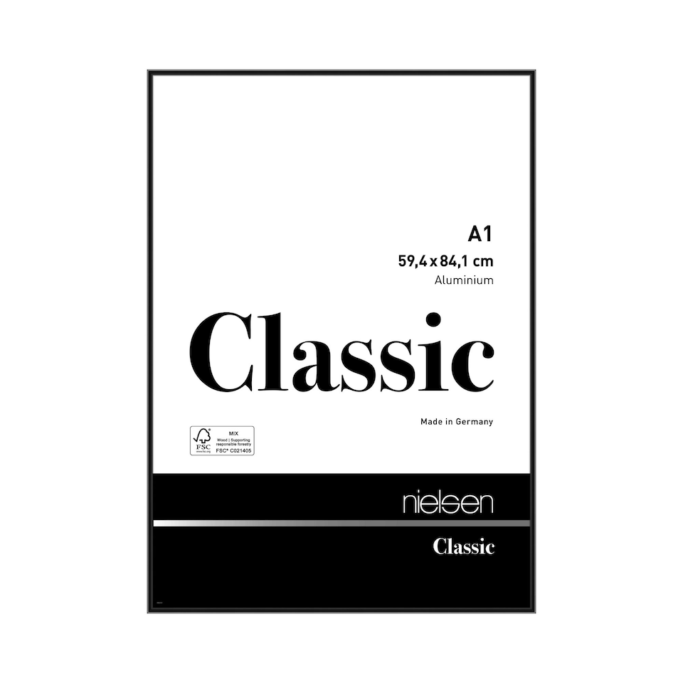 image 1 of Nielsen Classic Aluminium Picture Frame - Polished Jet Black - A1 (59.4cm x 84.1cm)