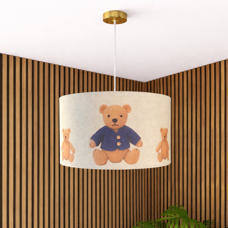 image 1 of CGC Blake 45cm Oatmeal Linen Teddy Bear Children's Lampshade