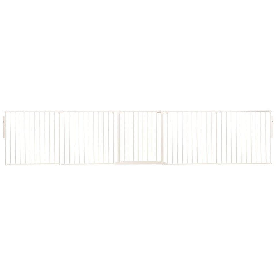 image 1 of Safetots Premium Multi Panel Room Divider, up to 370cm Wide, White, 70cm Tall, Flexible Barrier with Door for Baby and Toddler