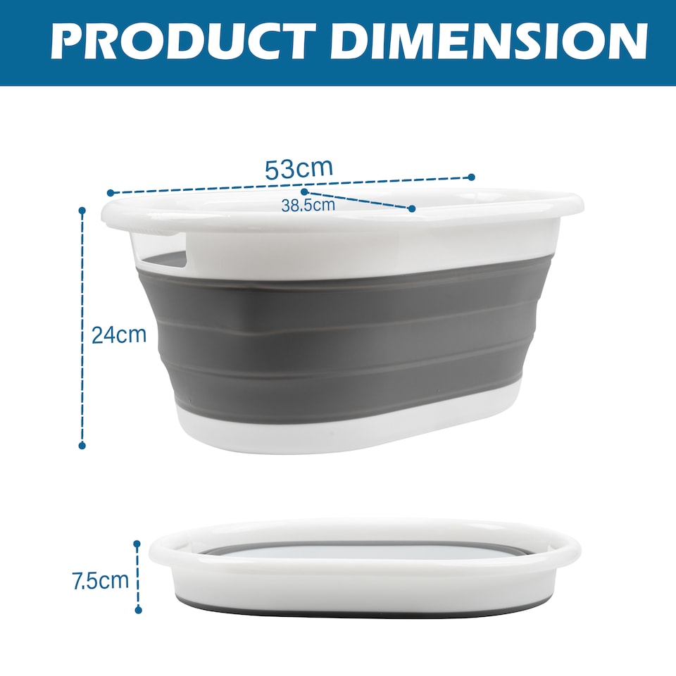 image 1 of Crystals Large Collapsible Fold Able Laundry Basket Pop Up Clothing Washing Storage For Bedrooms Laundry Room Bathroom (Oval Grey) | Grey | white
