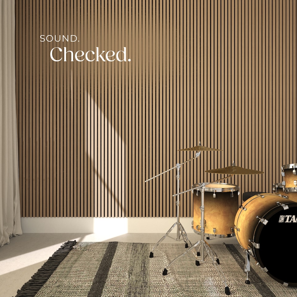 image 1 of Acoustic Wall Panels with Wood Veneer Slats, Thick Felt and Easy to Install | Brown | oak | 120 x 60 x 120 cm | 4