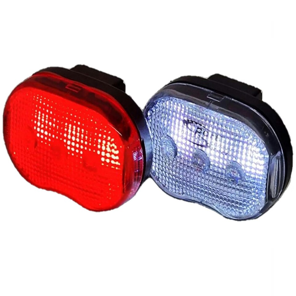 image 1 of Sport Direct Mega Bright LEDs Battery Front/Rear Bike Light Set 220hrs Run Time*