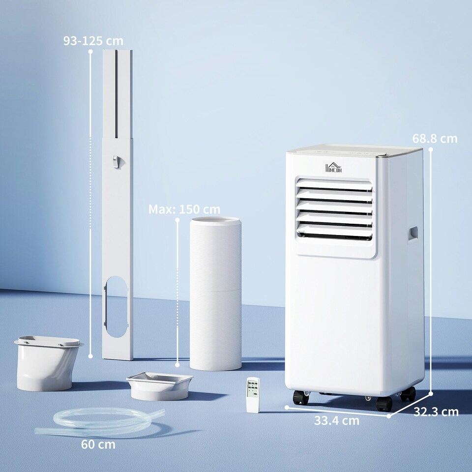 image 1 of HOMCOM 7000 BTU Mobile Air Conditioner Indoor Portable AC Unit w/ RC, White