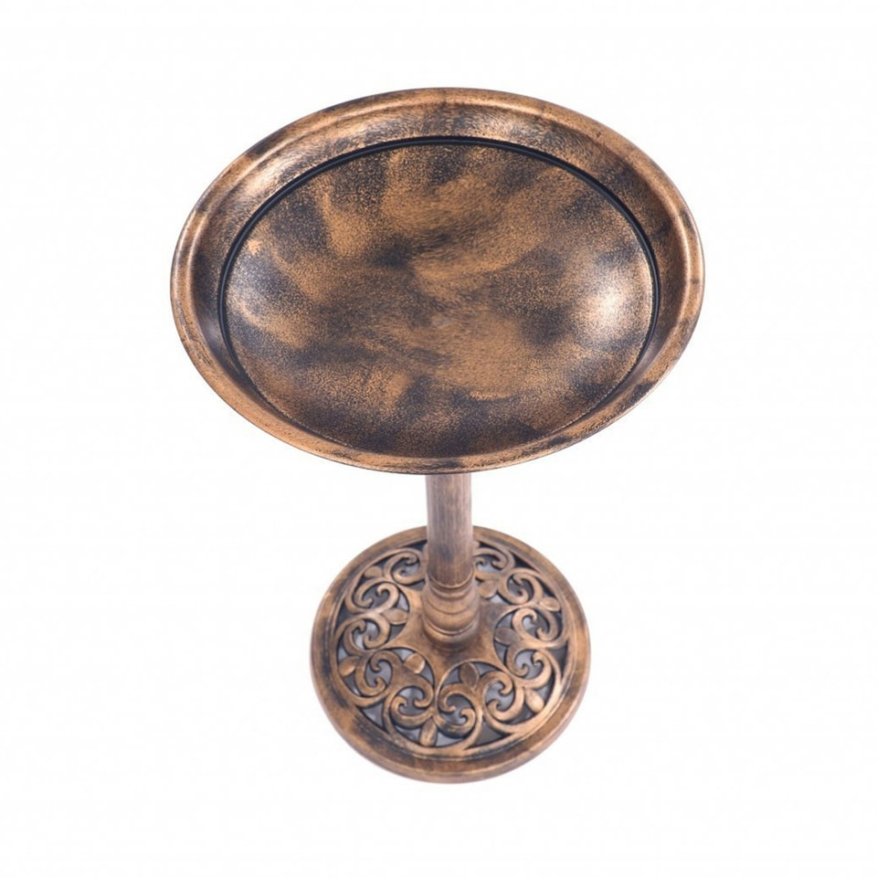 image 1 of Oypla Traditional Ornamental Pedestal Garden Water Bird Bath (Bronze)