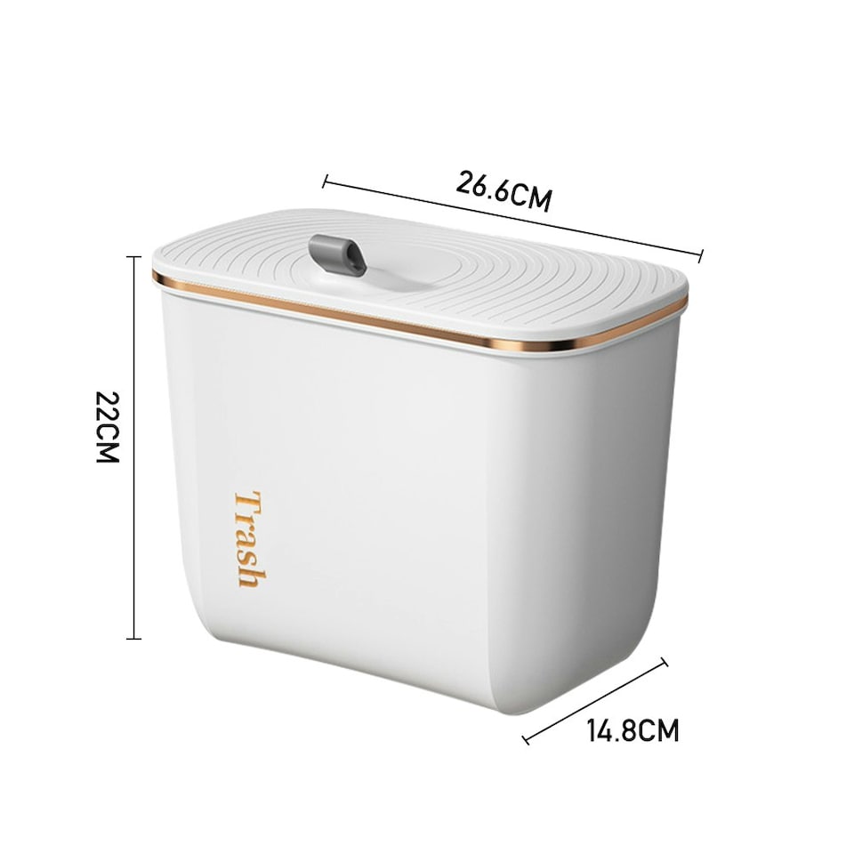 image 1 of Living and Home Small Hanging Waste Bin with Lid