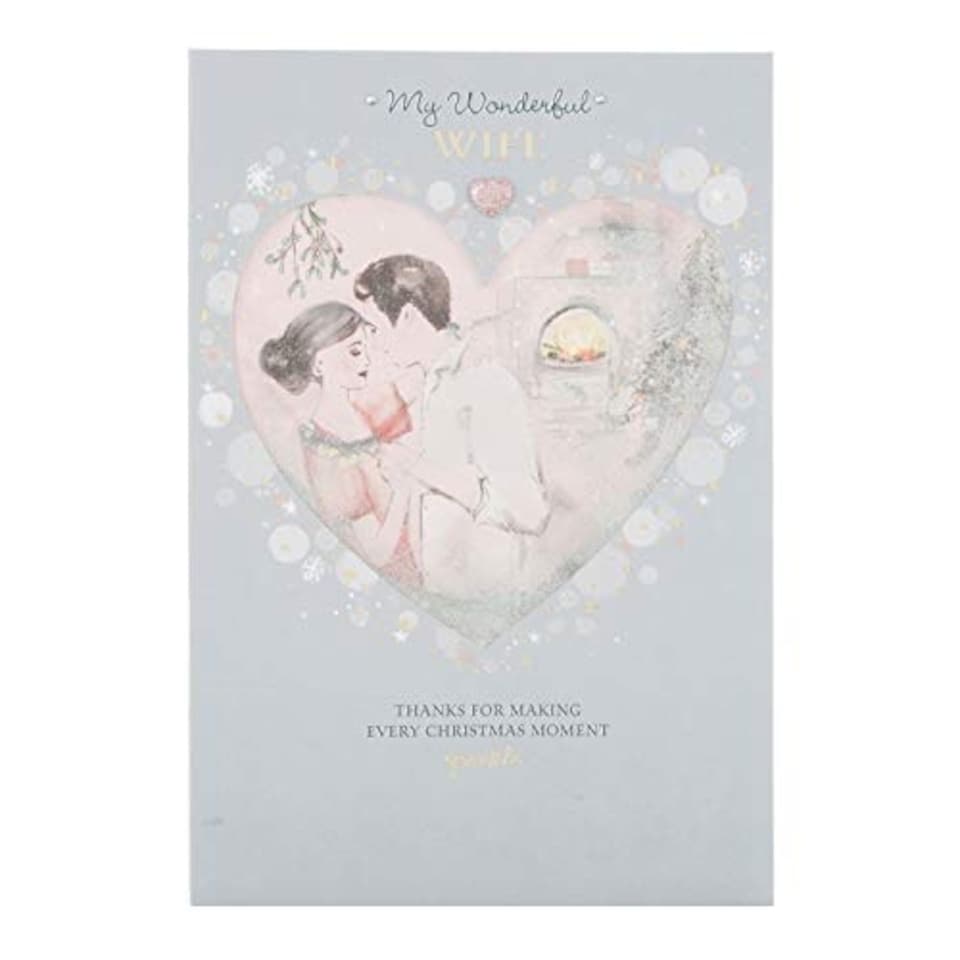 image 1 of Hallmark Large Wonderful Wife Christmas Card 'Glitter Shaker'