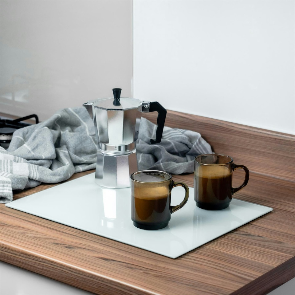 image 1 of Harbour Housewares Glass Kitchen Chopping Board - 40 x 30cm - White - Cutting Board Worktop Saver Worksurface Protector Glass Chopping Board White
