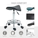 image 5 of HOMCOM Saddle Stool, PU Leather Adjustable Rolling Salon Chair for Massage, Spa, Clinic, Beauty, Hairdressing and Tattoo, Black
