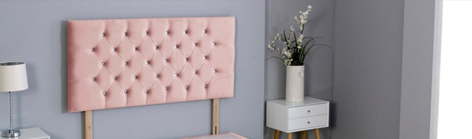 Pink Plush Velvet Chesterfield Headboard | Pink | 2FT6 Small Single 26"inch Headboard