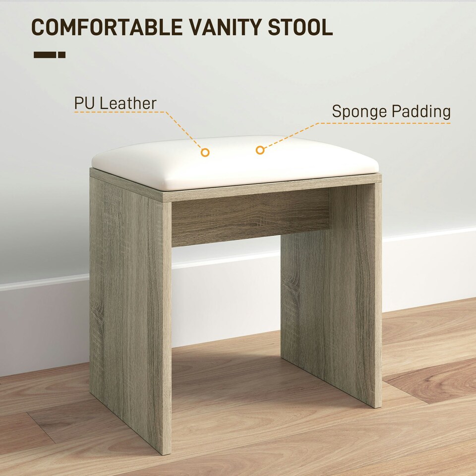 image 1 of HOMCOM Dressing Table with Mirror and Stool, Makeup Desk for Bedroom Brown | White