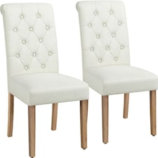 Yaheetech Set of 2 Classic PU Leather Dining Chairs Cream | Beige