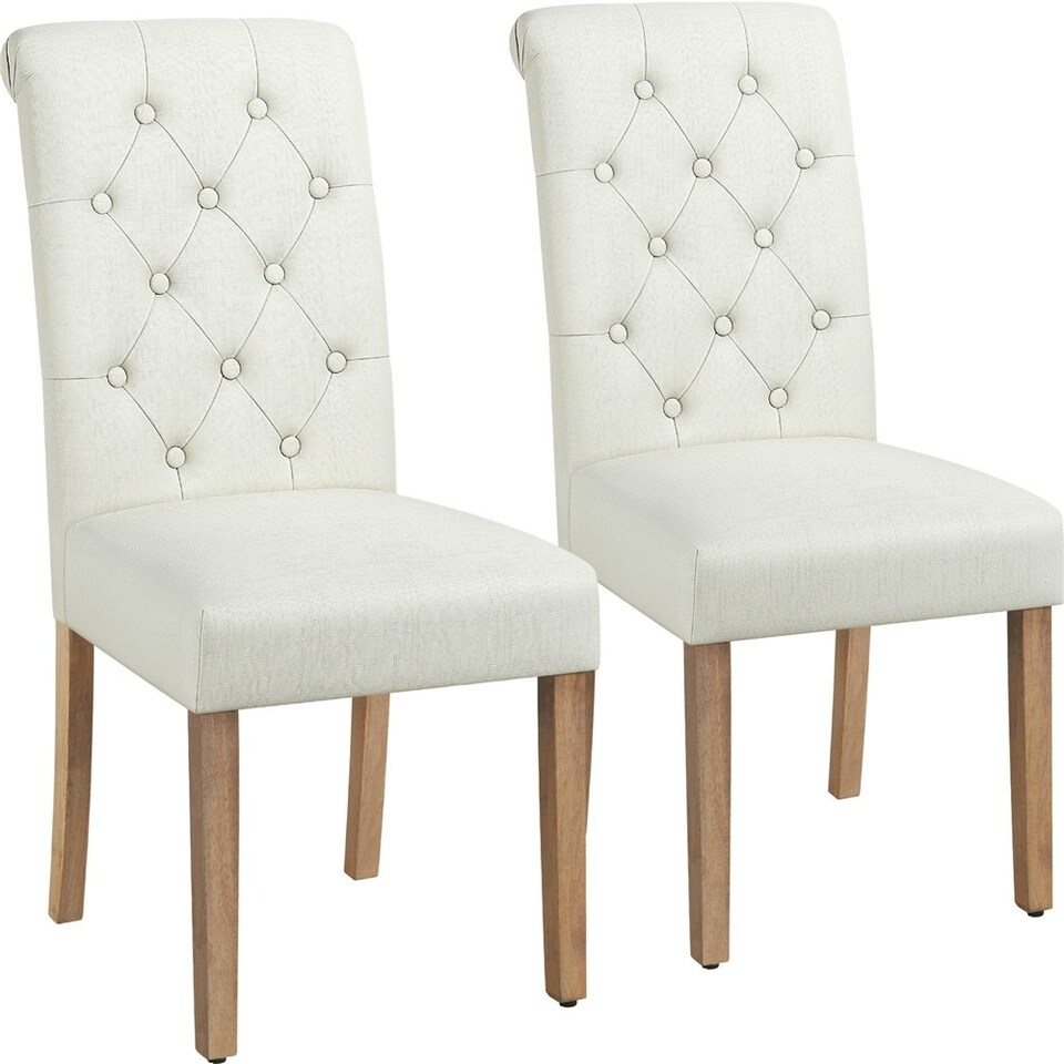 image 1 of Yaheetech Set of 2 Classic PU Leather Dining Chairs Cream | Beige