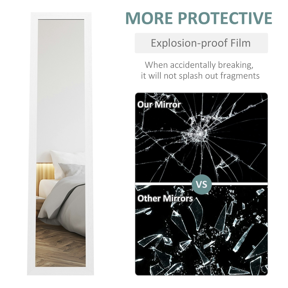image 1 of HOMCOM Full Length Mirror, Farmhouse Wall Mirror, Hanging & Freestanding