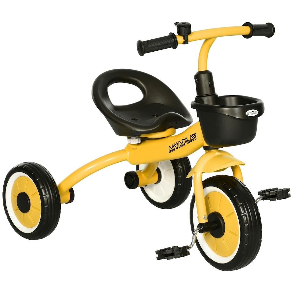 image 1 of AIYAPLAY Trike W/ Adjustable Seat Basket, Kids Tricycle for 2-5 Years Old Yellow
