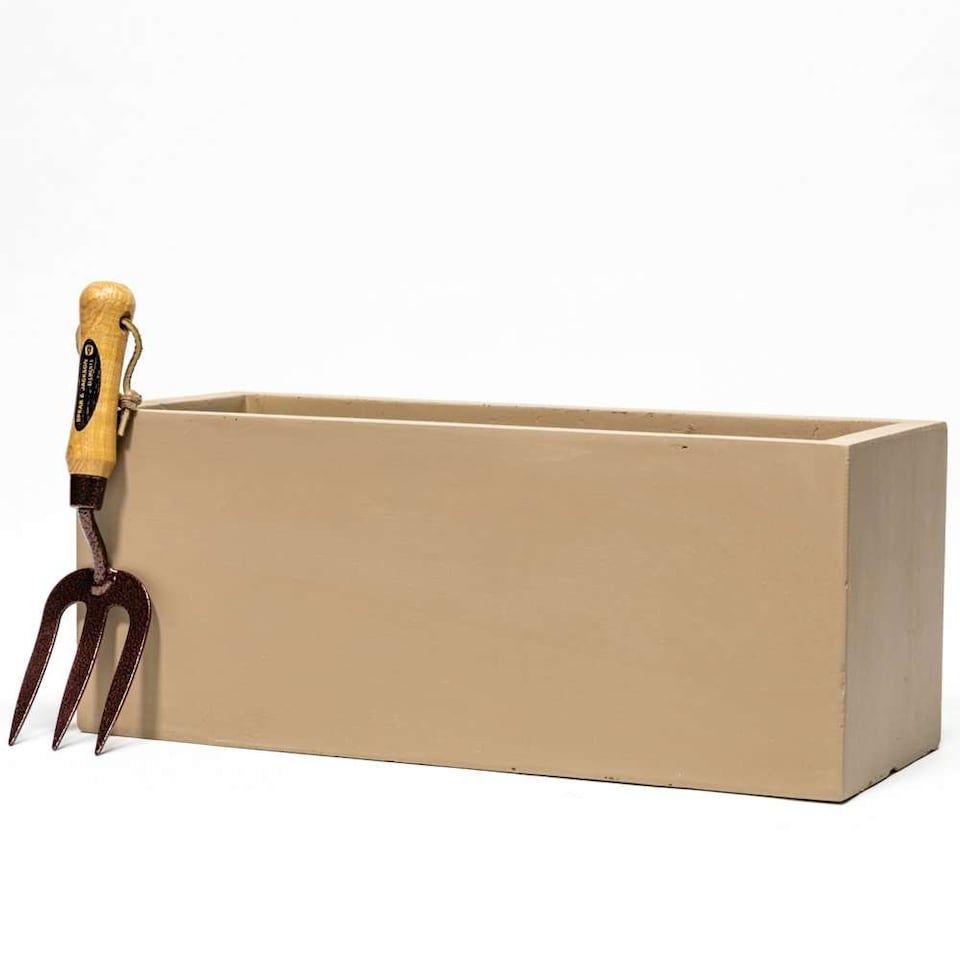 image 1 of Primrose Garden Fibrecotta Sand Beige Trough Rectangular Planter Small 50cm