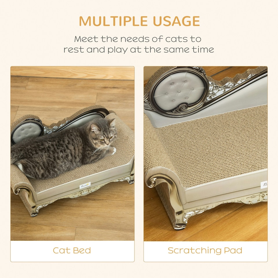 image 1 of PawHut Cat Scratching Pad, Indoor Corrugated Cardboard with Catnip, Brown