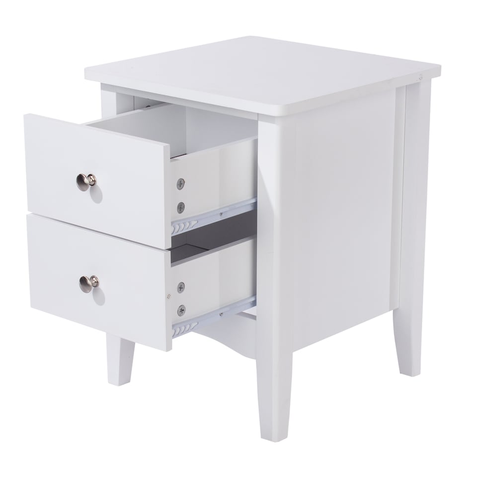image 1 of Como 2 Drawer Petite Bedside Cabinet - Compact Shaker-Style Bedroom Storage | White | White | One Size | 1