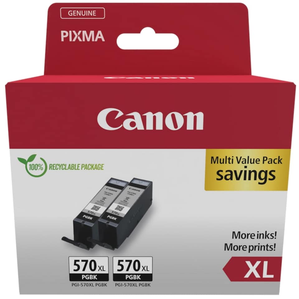 image 1 of 2x Canon PGI570XL Black Ink Cartridges Multi | Set of 5 Canon PGI570XL CLI571 Original Ink Cartridges