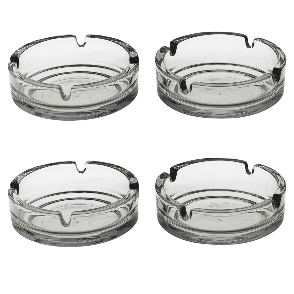 image 1 of Round Glass Classic Ashtray 10.2cm Round for Cigarettes Indoor Outdoor | Clear | Set of 4