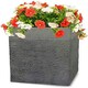 image 5 of Primrose Garden Light Grey Fibrecotta Brick Square Planter Pot 40cm