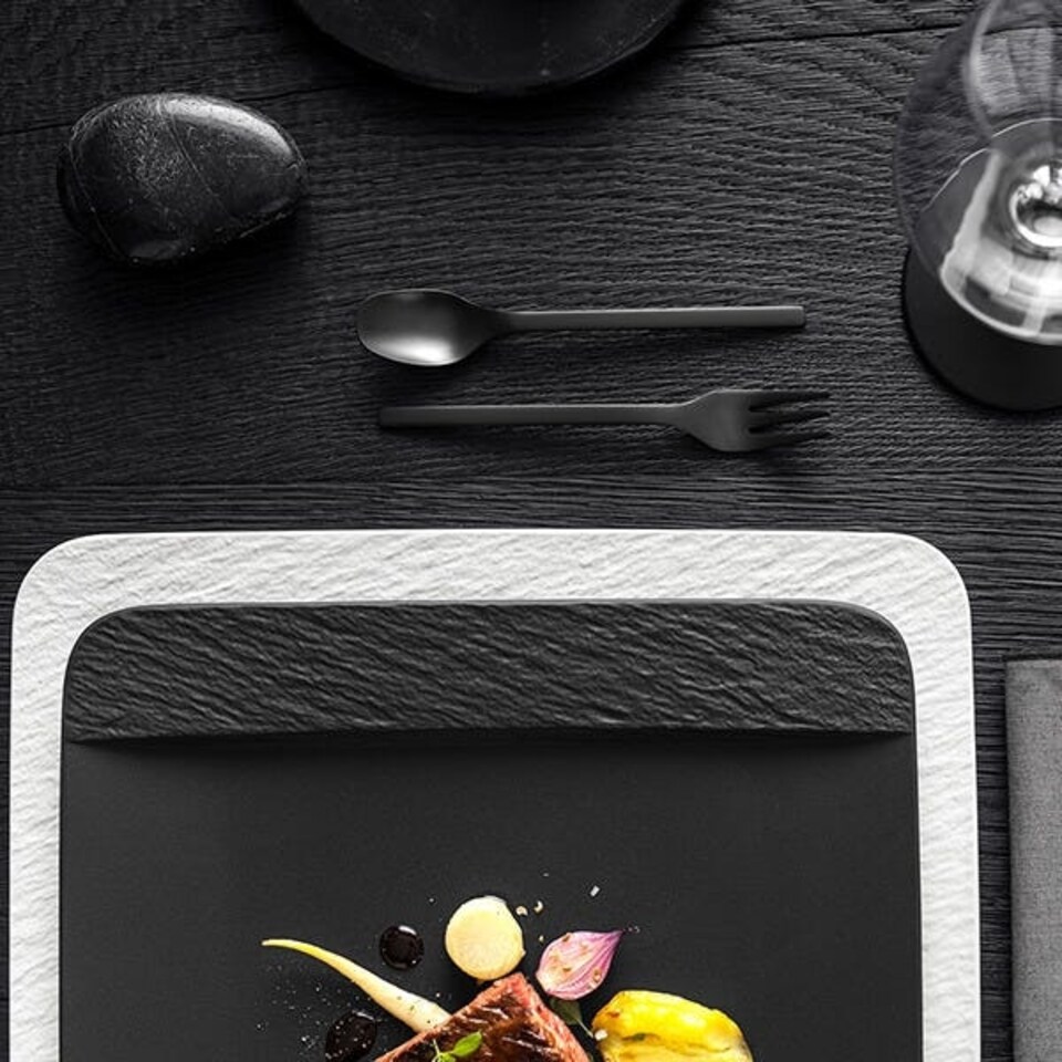 image 1 of Villeroy & Boch Manufacture Rock Noire Square Serving Plate / Gourmet Plate