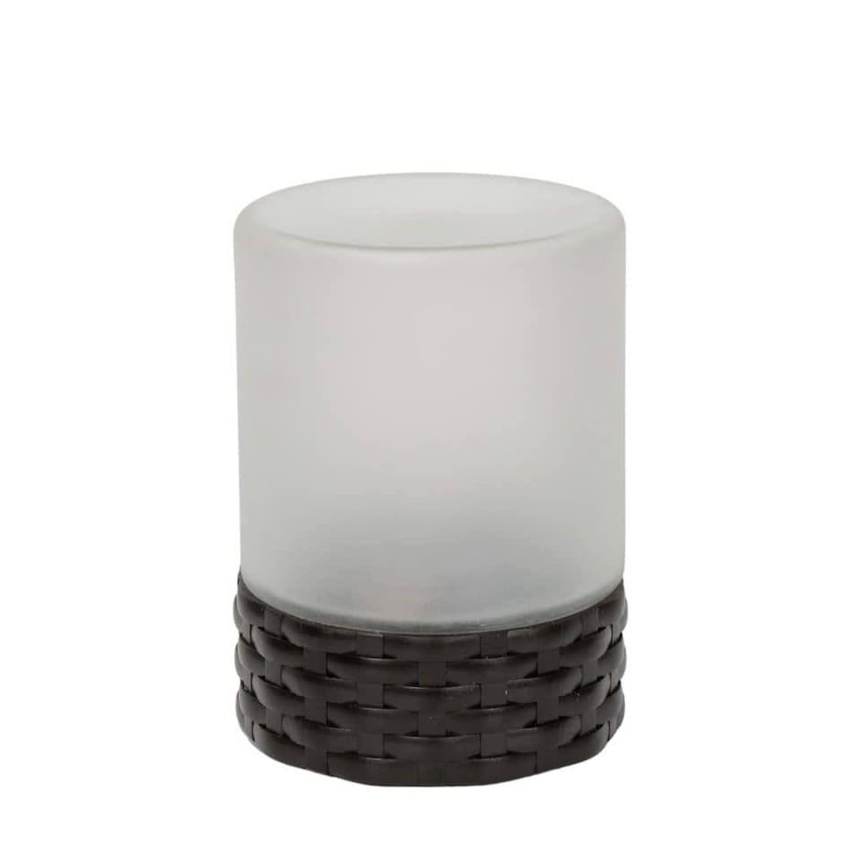 image 1 of ValueLights Solar Powered Outdoor Garden Rattan Table Lamp  with Frosted Glass Shade | Black