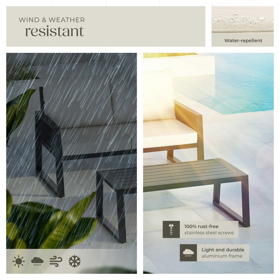 image 1 of Garden Furniture Set Captive - aluminium frame, elastic cord sides - Sofa, Table