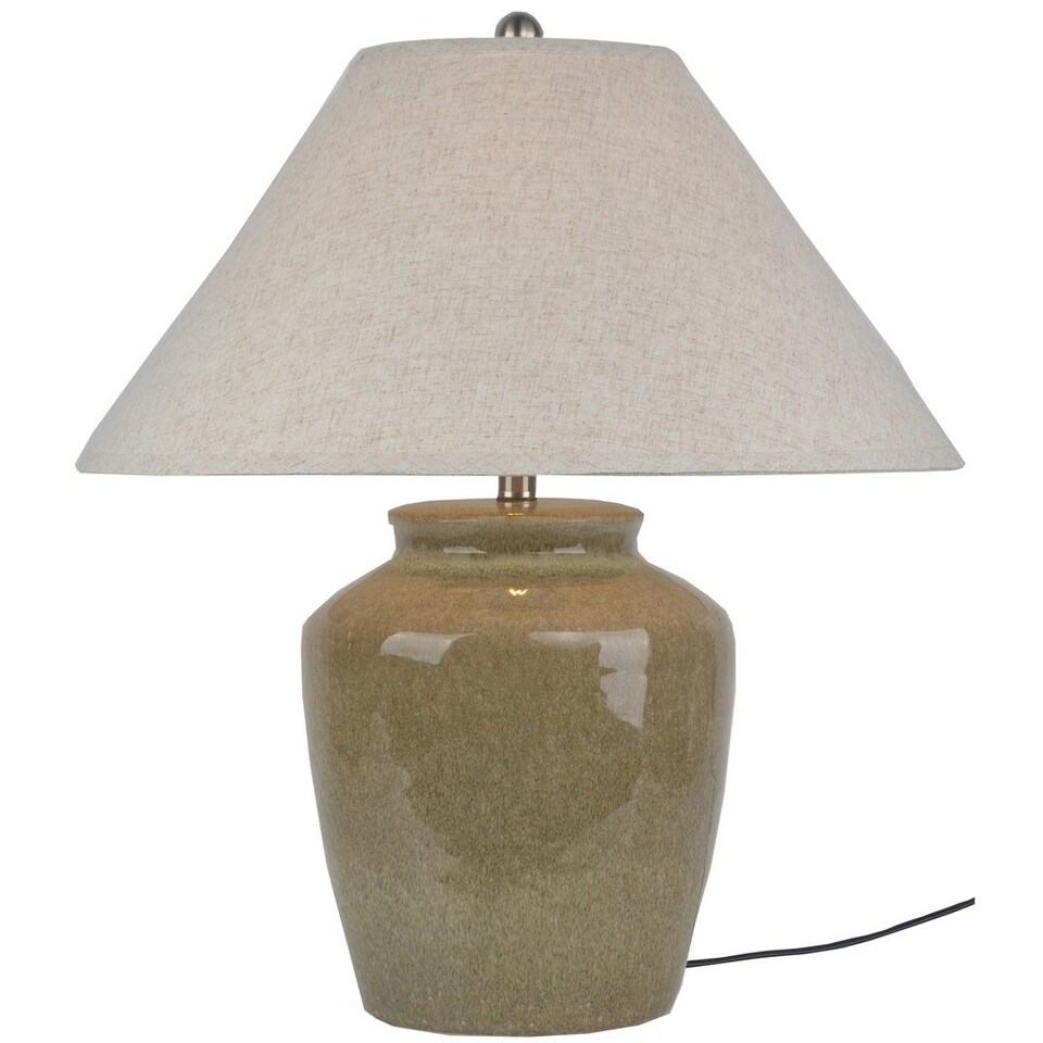 image 1 of Mottura Table Lamp with Edged Linen Shade - Ceramic - L55 x W55 x H66 cm - Green