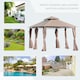 image 7 of Outsunny 4 x 3m Outdoor Gazebo Canopy Party Tent Garden Pavilion Patio Shelter wLED Solar Light, Double Tier Roof, Curtains, Steel Frame, Khaki