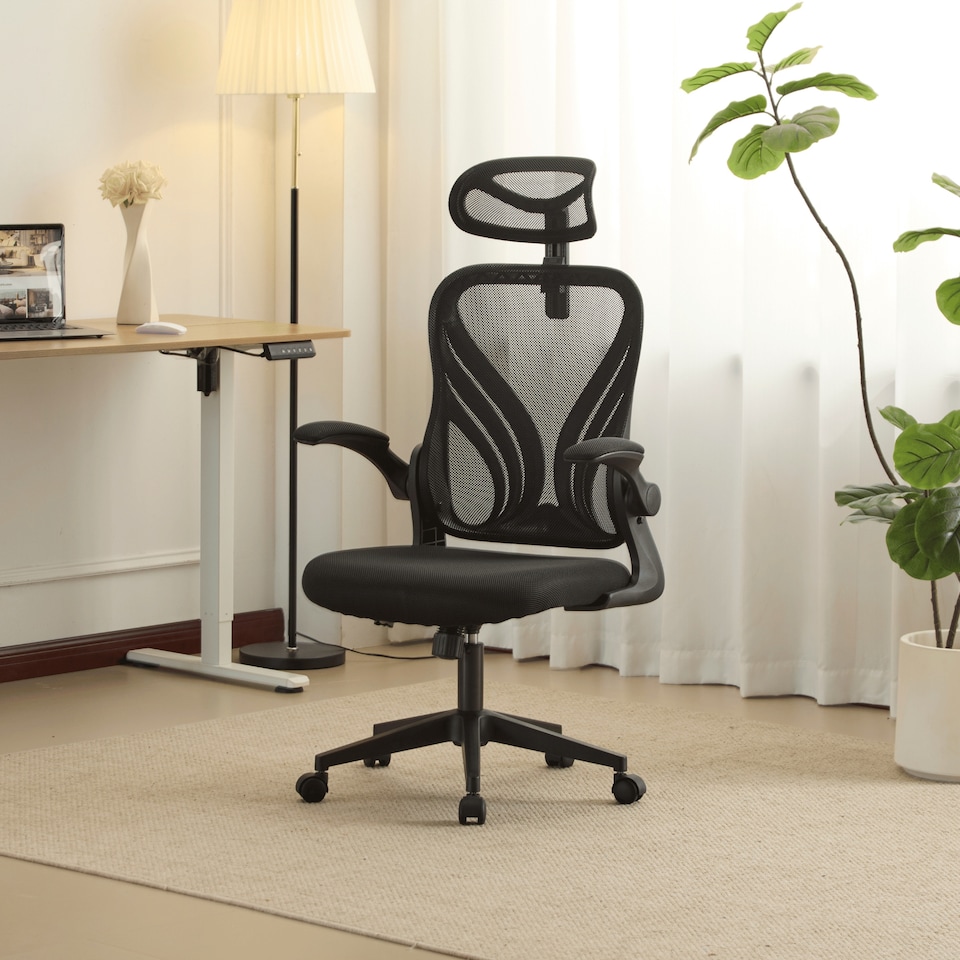 image 1 of Ergonomic Design Office Chair Adjustable Armrests Breathable Foldable