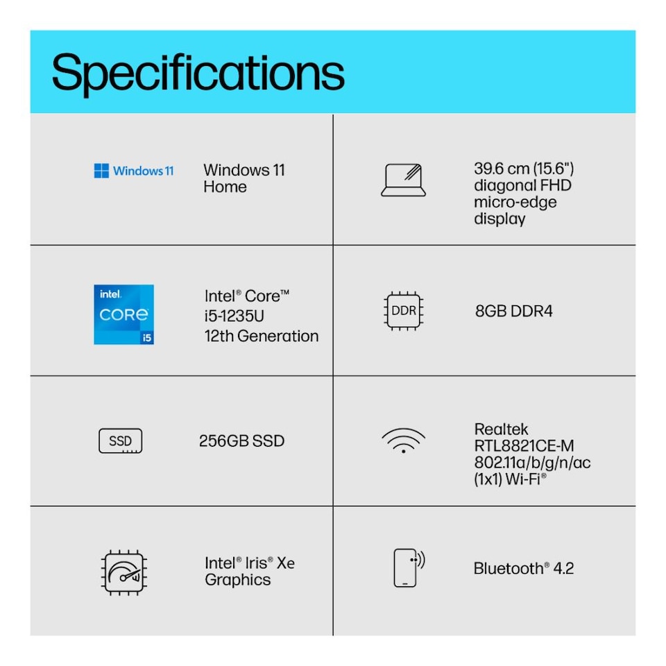 image 1 of HP 15s-fq5021na Laptop 15.6" Intel i5-1235U 8GB RAM 256GB SSD Windows 11 Home - Silver