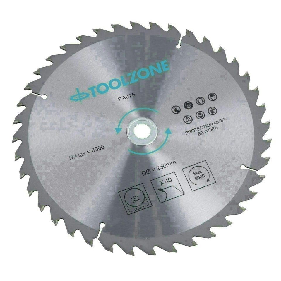 image 1 of 2pc 250mm TCT Circular Saw Blades 40 and 60 Teeth with Adapter Rings TE321