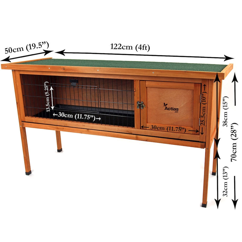 image 1 of Actiaspet 4ft Wooden Rabbit Guinea Pig Hutch (Wood, 1 Tier)