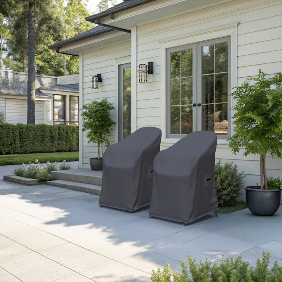 image 1 of Covers and all Farrah Patio Dining Chair Covers Set of 2 Water-Repellent UV-Resistant Polyester with Tie-Downs for Outdoor Armchairs, 22.4 W x 23.6 D