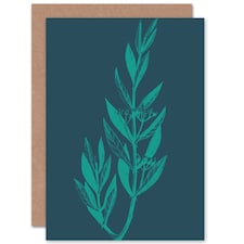 Navy Teal Star Flowers Just To Say Card