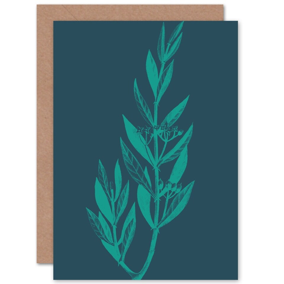 image 1 of Navy Teal Star Flowers Just To Say Card
