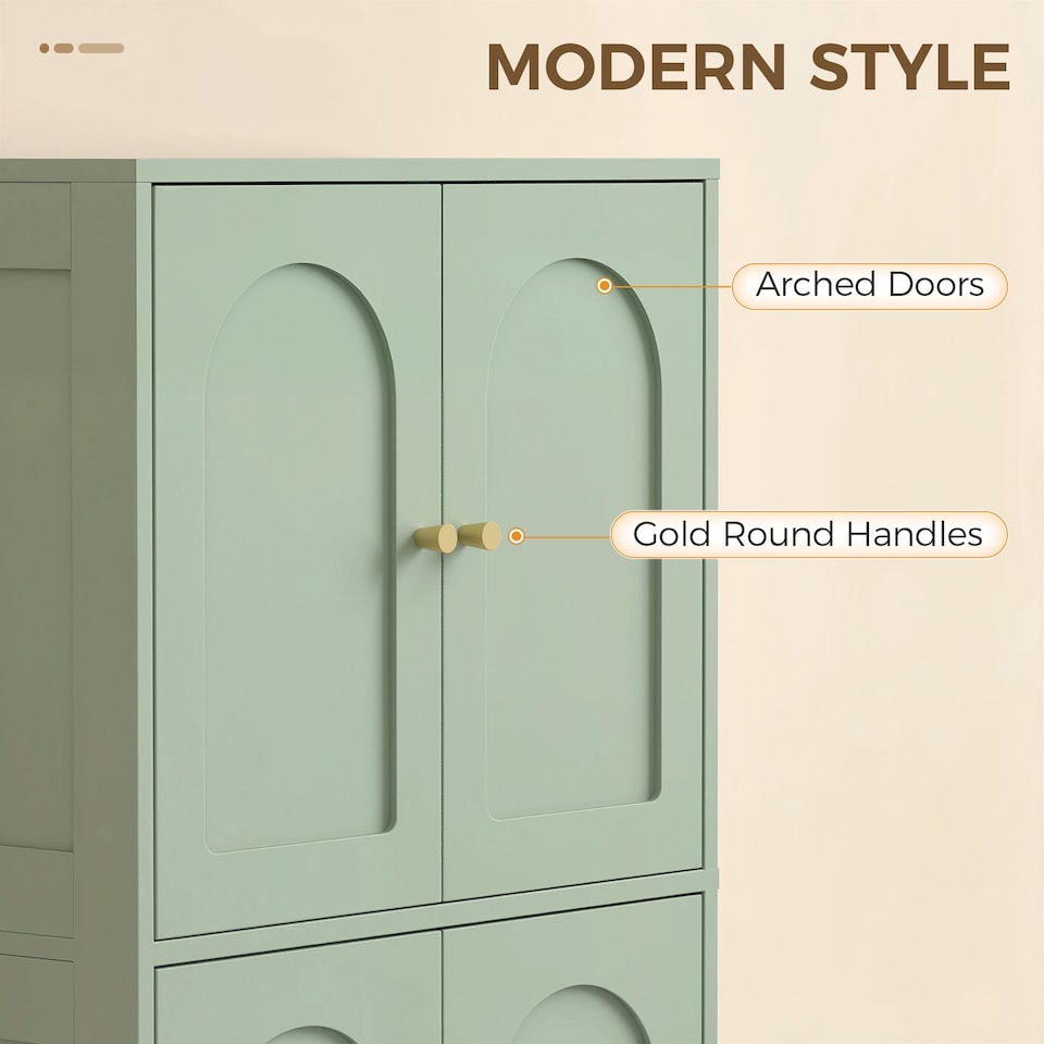 image 1 of HOMCOM 110cm Kitchen Cupboard with 4 Arched Doors and 2 Adjustable Shelves